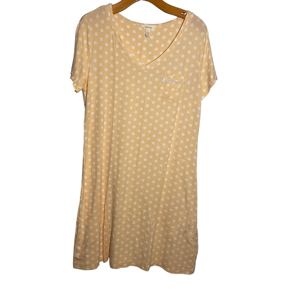 Soma Cotton Yellow & White Polka Dot Nightgown / Sleepwear / Mumu / Medium